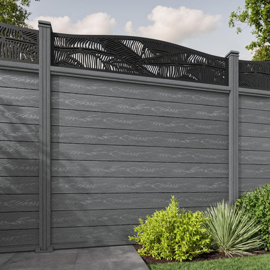 Classic Feather Curved Top Fence Panel - Mid Grey - with our composite posts