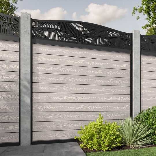 Classic Feather Curved Top Fence Panel - Mid Stone - for existing concrete posts