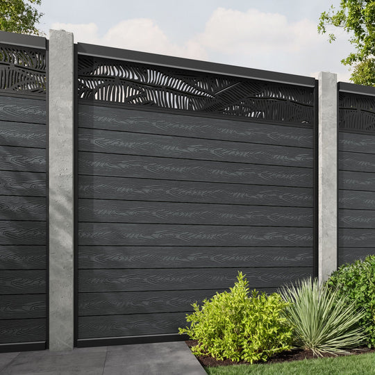 Classic Feather Fence Panel - Dark Grey - for existing concrete posts