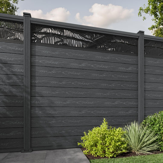 Classic Feather Fence Panel - Dark Grey - with our composite posts