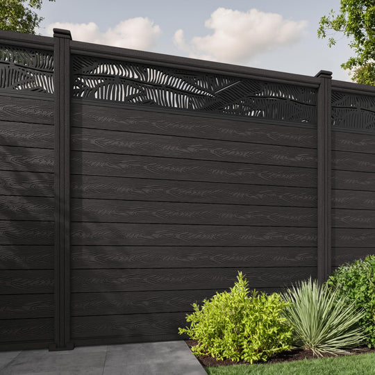 Classic Feather Fence Panel - Dark Oak - with our composite posts