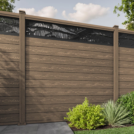 Classic Feather Fence Panel - Teak - with our composite posts