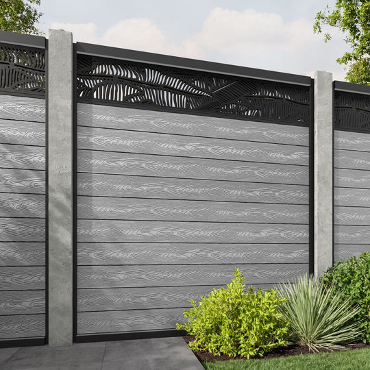 Classic Feather Fence Panel - Light Grey - for existing concrete posts