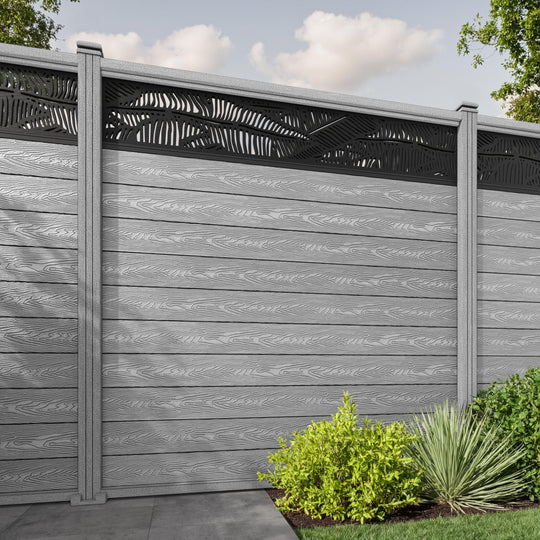 Classic Feather Fence Panel - Light Grey - with our composite posts