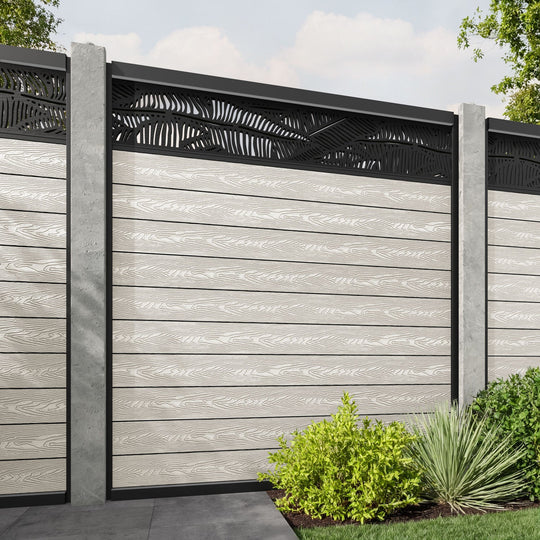 Classic Feather Fence Panel - Light Stone - for existing concrete posts