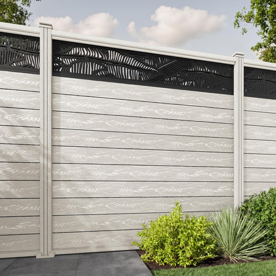 Classic Feather Fence Panel - Light Stone - with our composite posts