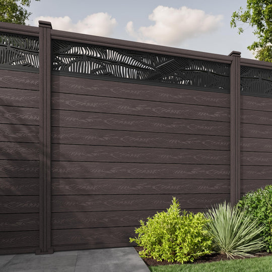 Classic Feather Fence Panel - Mid Brown - with our composite posts
