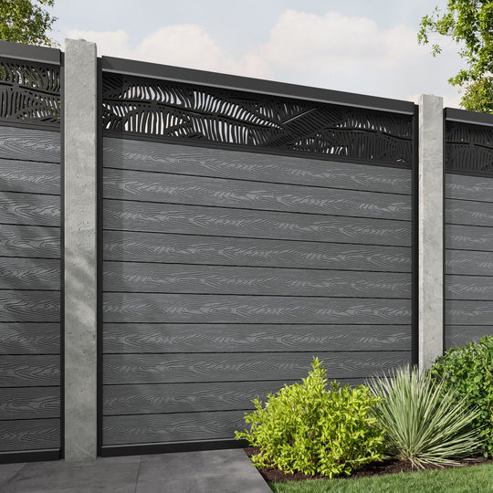 Classic Feather Fence Panel - Mid Grey - for existing concrete posts