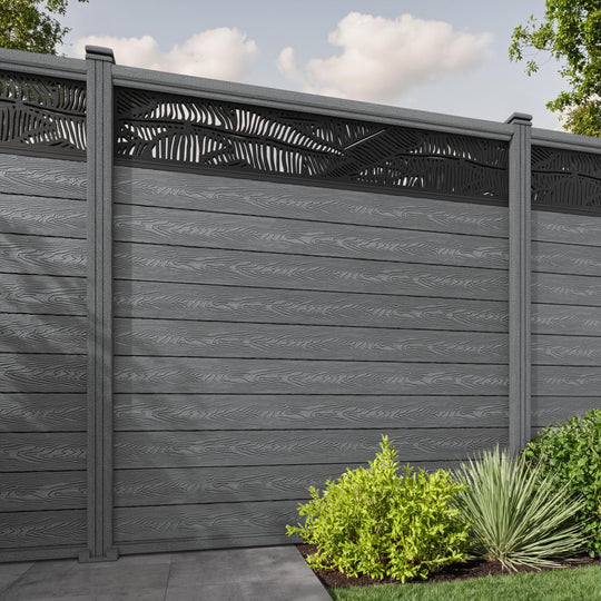 Classic Feather Fence Panel - Mid Grey - with our composite posts