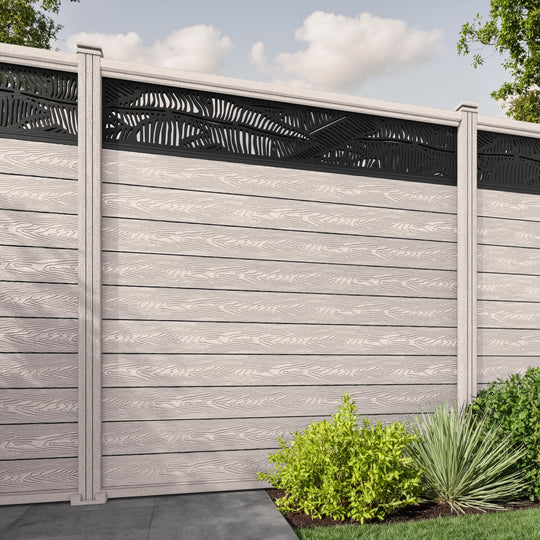 Classic Feather Fence Panel - Mid Stone - with our composite posts
