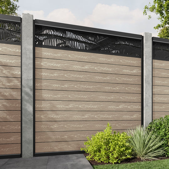 Classic Feather Fence Panel - Light Oak - for existing concrete posts