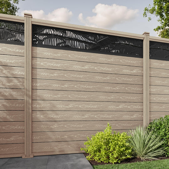 Classic Feather Fence Panel - Light Oak - with our composite posts