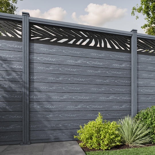 Classic Palm Fence Panel - Anthracite - with our composite posts
