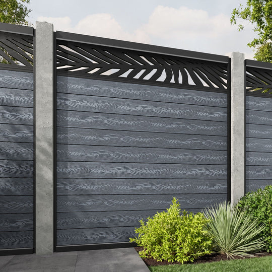 Classic Palm Fence Panel - Anthracite - for existing concrete posts