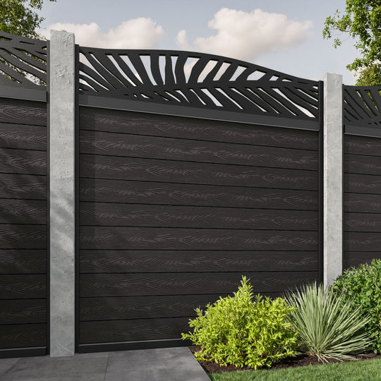Classic Palm Curved Top Fence Panel - Dark Oak - for existing concrete posts