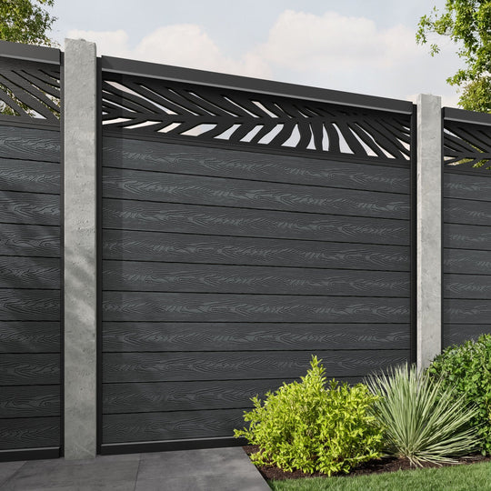 Classic Palm Fence Panel - Dark Grey - for existing concrete posts