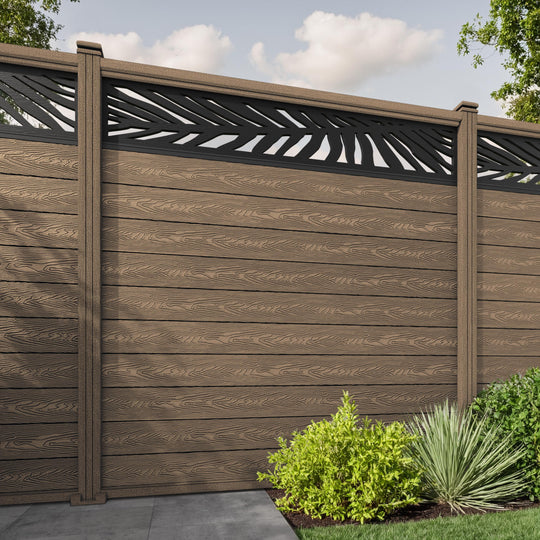 Classic Palm Fence Panel - Teak - with our composite posts