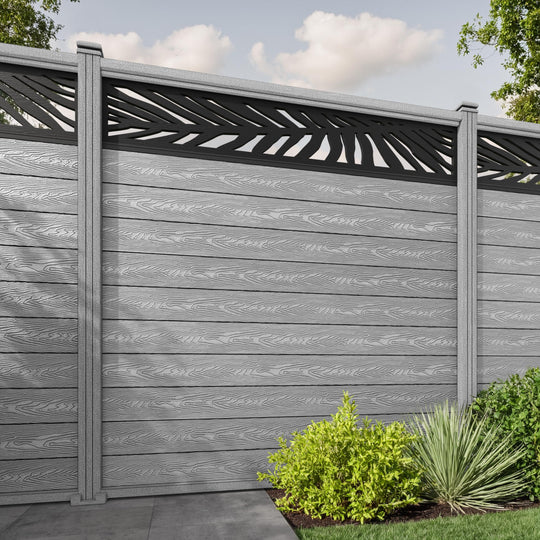 Classic Palm Fence Panel - Light Grey - with our composite posts