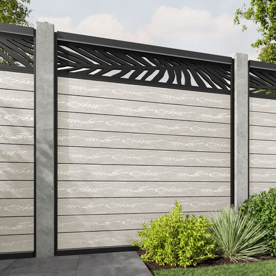 Classic Palm Fence Panel - Light Stone - for existing concrete posts