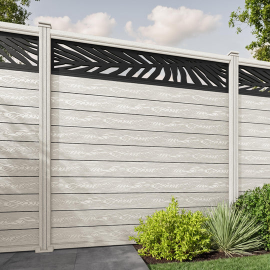 Classic Palm Fence Panel - Light Stone - with our composite posts