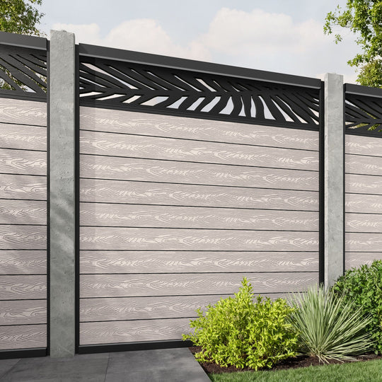Classic Palm Fence Panel - Mid Stone - for existing concrete posts
