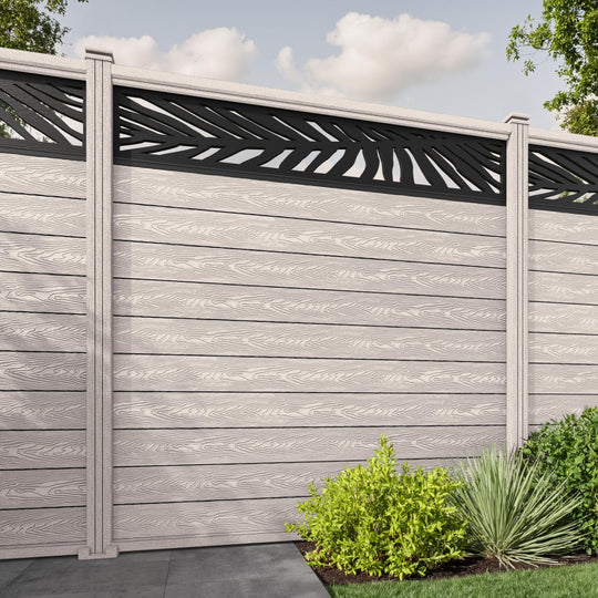 Classic Palm Fence Panel - Mid Stone - with our composite posts