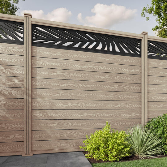 Classic Palm Fence Panel - Light Oak - with our composite posts