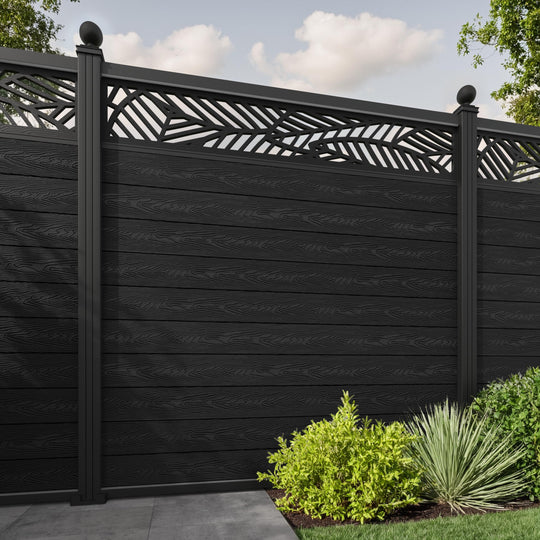 Classic Habitat Fence Panel - Black - with our aluminium posts