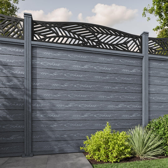 Classic Habitat Curved Top Fence Panel - Anthracite - with our composite posts