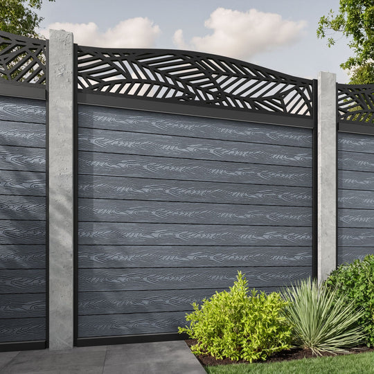 Classic Habitat Curved Top Fence Panel - Anthracite - for existing concrete posts