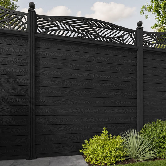 Classic Habitat Curved Top Fence Panel - Black - with our composite posts