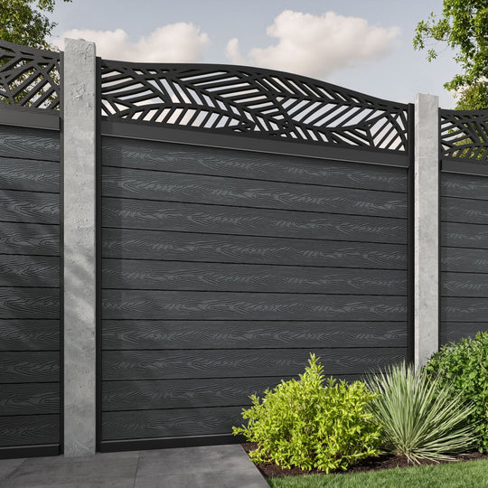 Classic Habitat Curved Top Fence Panel - Dark Grey - for existing concrete posts