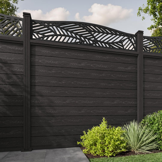 Classic Habitat Curved Top Fence Panel - Dark Oak - with our composite posts