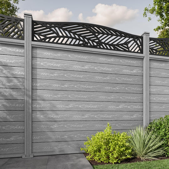 Classic Habitat Curved Top Fence Panel - Light Grey - with our composite posts