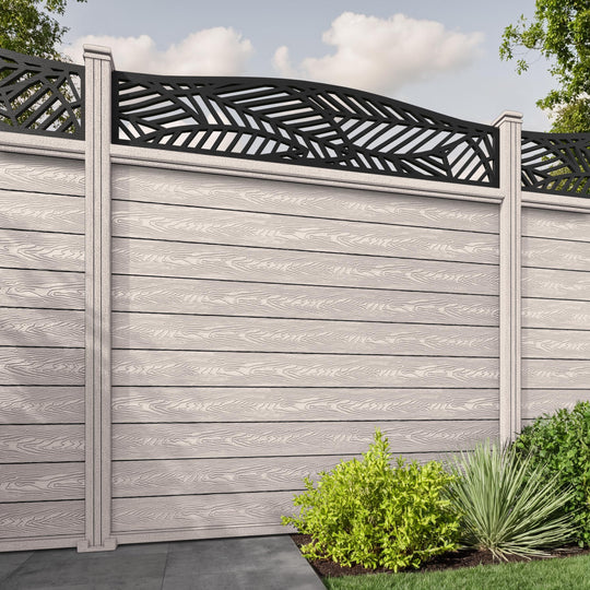 Classic Habitat Curved Top Fence Panel - Mid Stone - with our composite posts