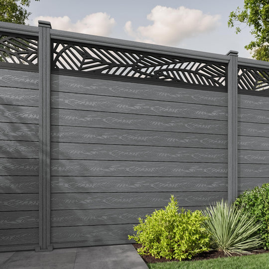 Classic Habitat Fence Panel - Mid Grey - with our composite posts