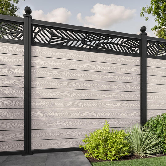 Classic Habitat Fence Panel - Mid Stone - with our aluminium posts