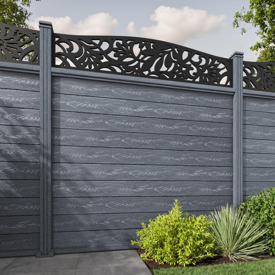 Classic Heritage Curved Top Fence Panel - Anthracite - with our composite posts