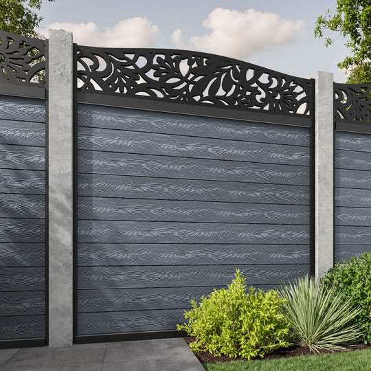 Classic Heritage Curved Top Fence Panel - Anthracite - for existing concrete posts