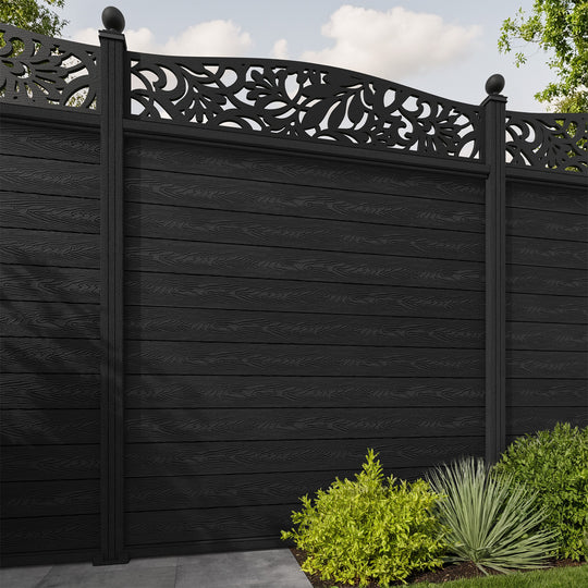 Classic Heritage Curved Top Fence Panel - Black - with our composite posts
