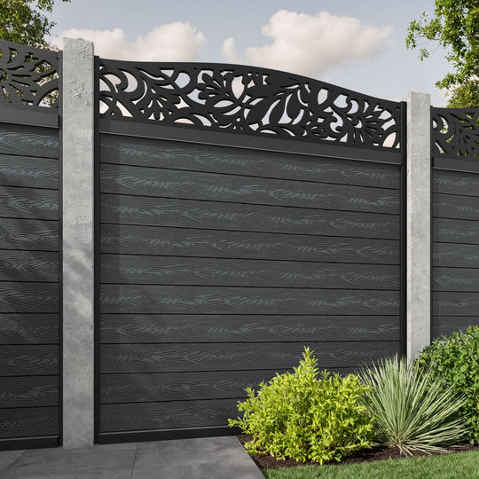 Classic Heritage Curved Top Fence Panel - Dark Grey - for existing concrete posts