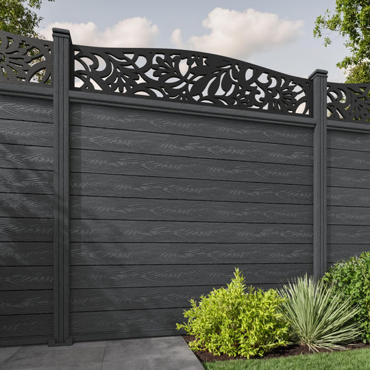 Classic Heritage Curved Top Fence Panel - Dark Grey - with our composite posts
