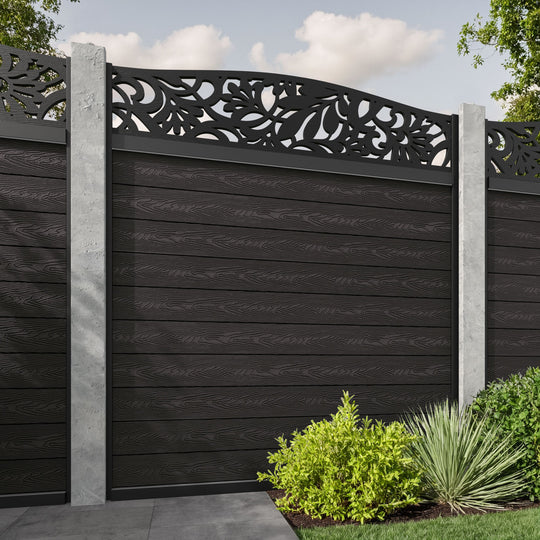 Classic Heritage Curved Top Fence Panel - Dark Oak - for existing concrete posts