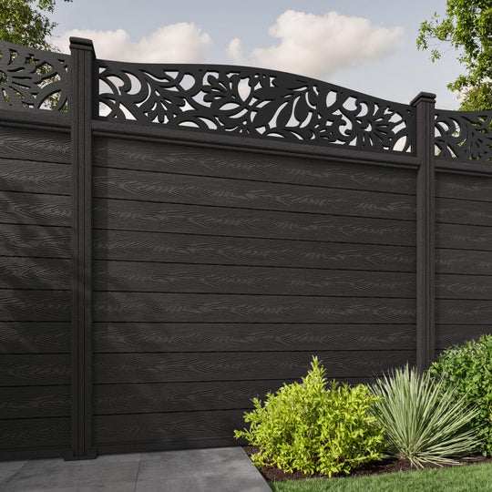 Classic Heritage Curved Top Fence Panel - Dark Oak - with our composite posts