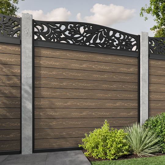 Classic Heritage Curved Top Fence Panel - Teak - for existing concrete posts