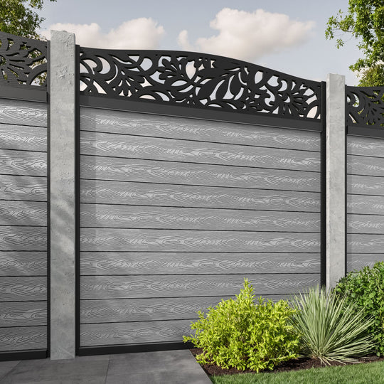 Classic Heritage Curved Top Fence Panel - Light Grey - for existing concrete posts