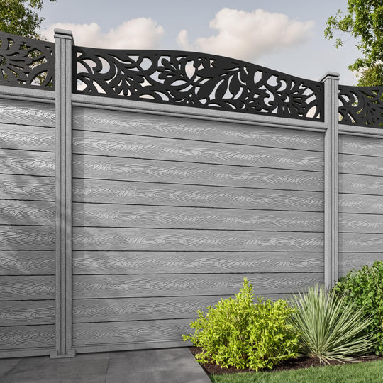 Classic Heritage Curved Top Fence Panel - Light Grey - with our composite posts