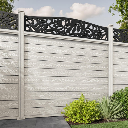 Classic Heritage Curved Top Fence Panel - Light Stone - with our composite posts