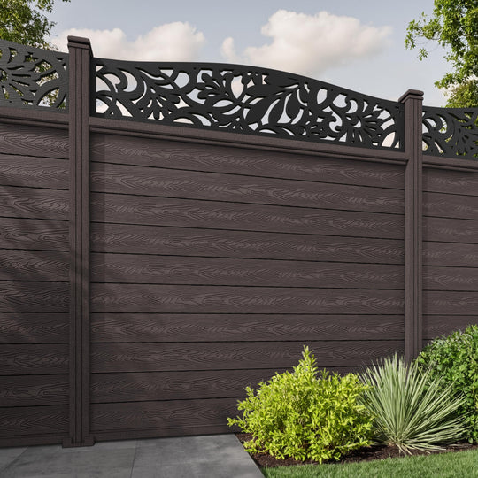 Classic Heritage Curved Top Fence Panel - Mid Brown - with our composite posts