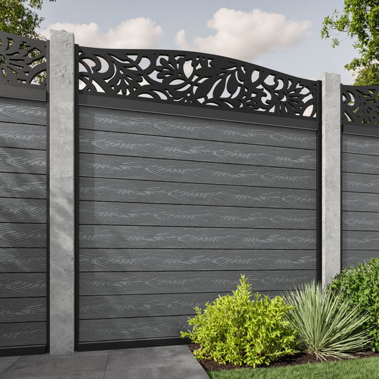 Classic Heritage Curved Top Fence Panel - Mid Grey - for existing concrete posts